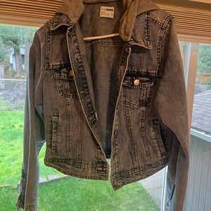 Ci Sono Women's Denim Jacket with Hood - Blue and Gray